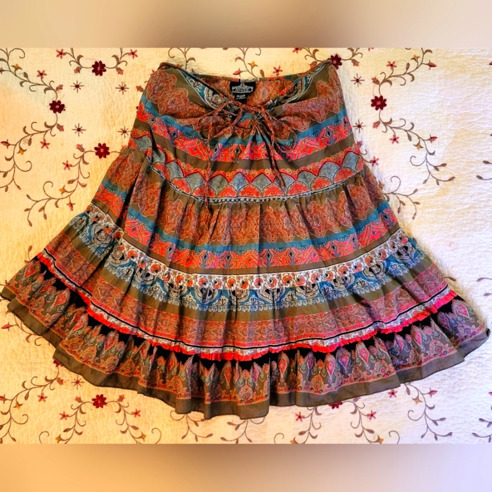 Boho Hippie Gypsy Keyhole Skirt